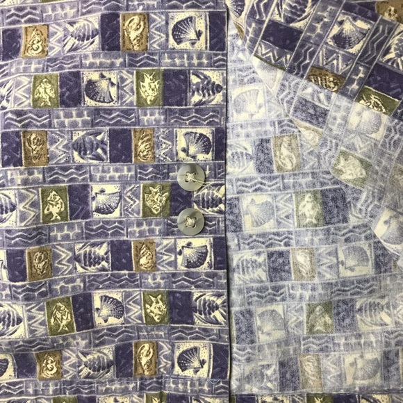 Pierre Cardin 100% Cotton Short SleeveShirt LG Resortwear Blue Gray Yellow NWOT - Picture 6 of 10